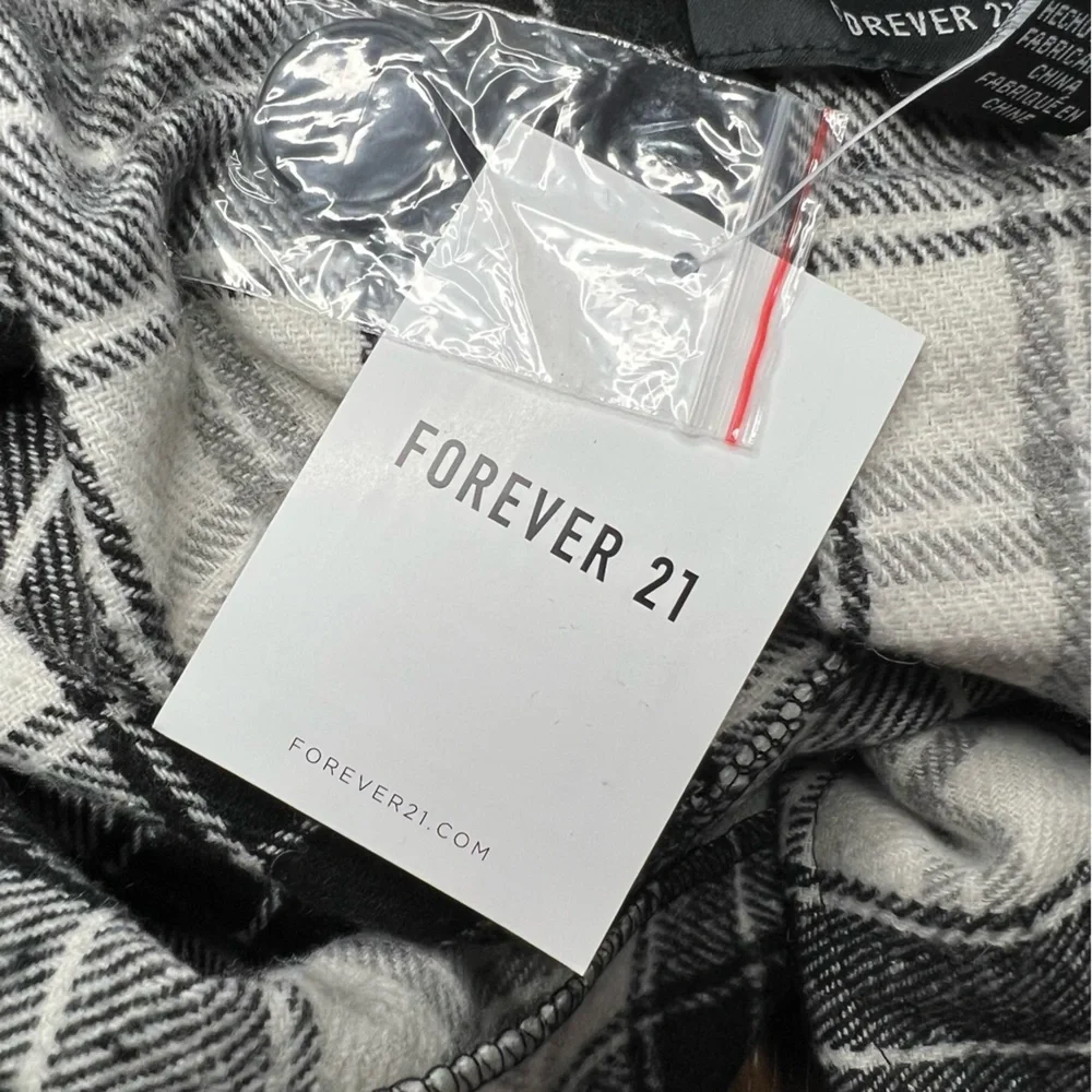 Forever 21 Plaid Shacket Size 0X NWT Boho Bohemian Plus Size Curvy - Picture 14 of 15